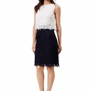 Hobbs London Florence Layered Dress Ivory/Navy